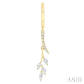 1/2 ctw Marquise and Round Cut Diamond Leaf Dangler Hoop Earrings in 14K Yellow Gold